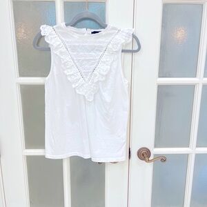 JCrew Eyelet ruffle-front Top